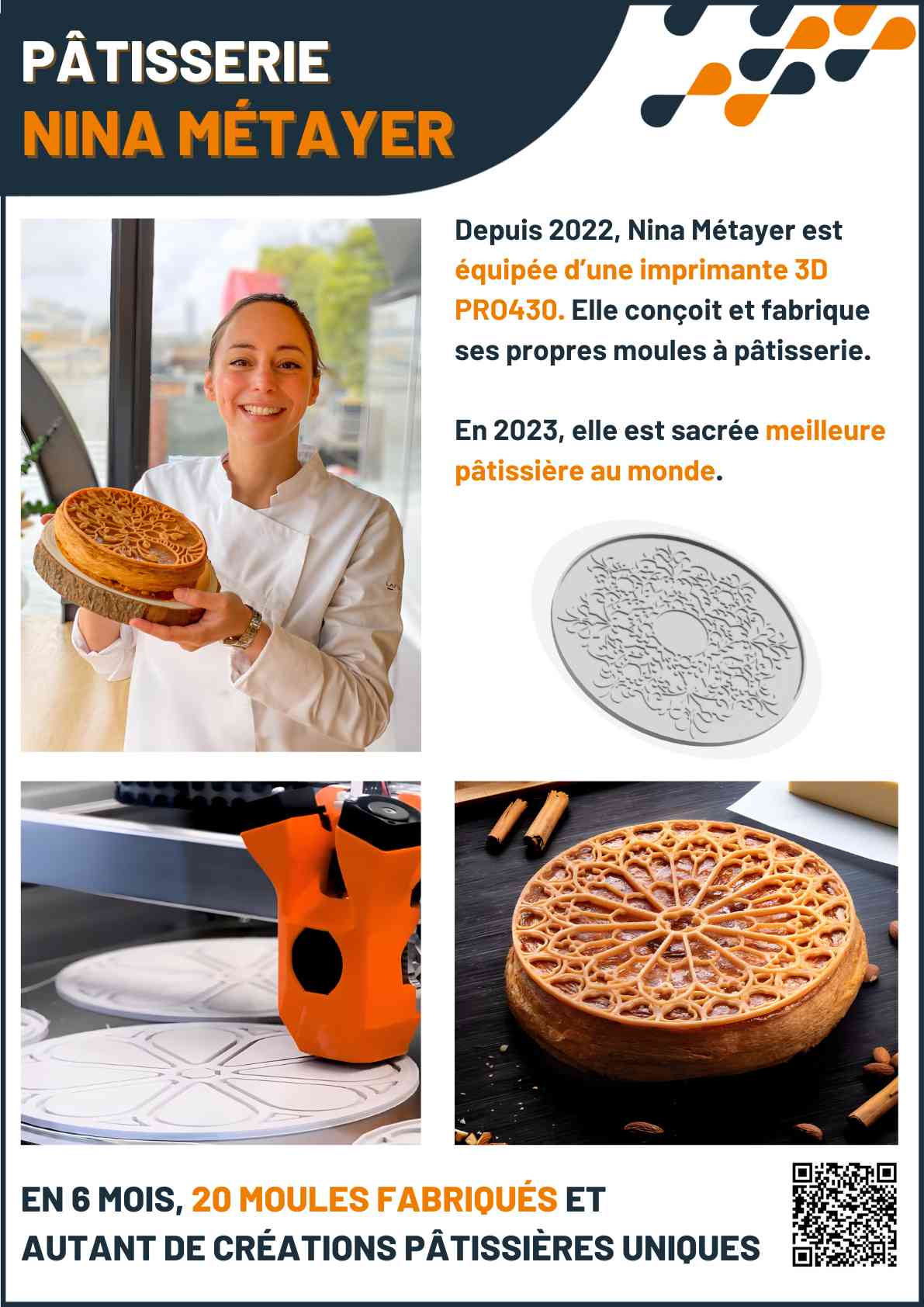 Cas client DAGOMA — Pâtisserie · Nina Métayer, impression 3D sur-mesure