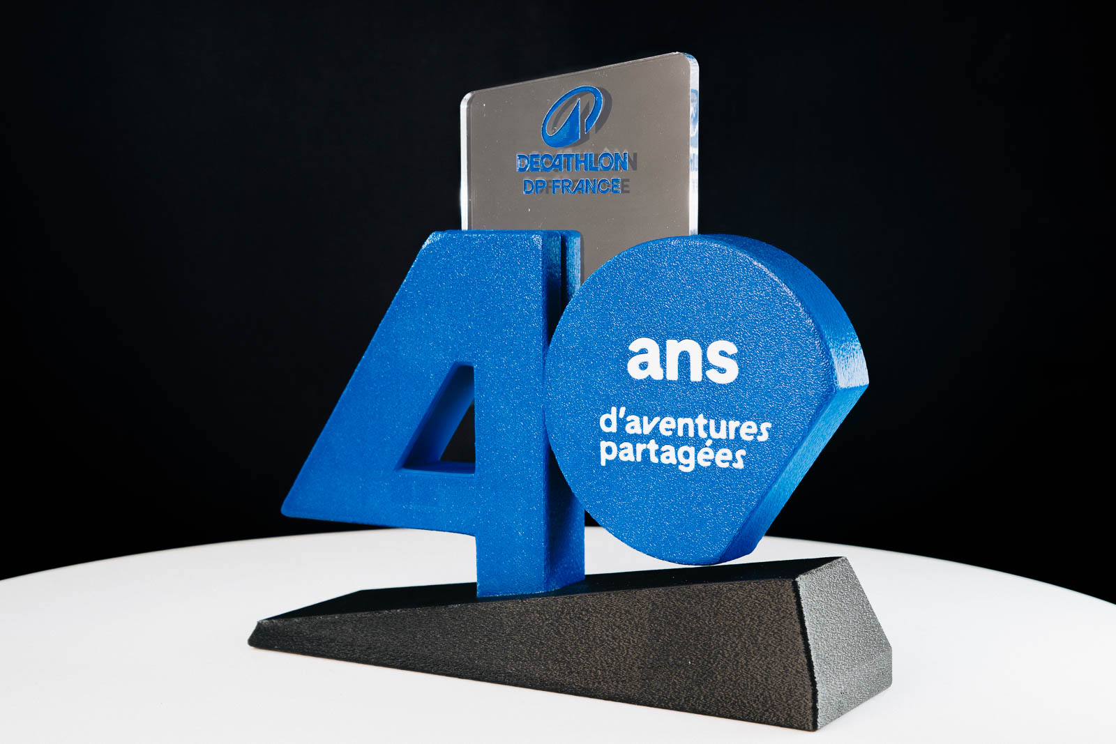 Trophée sur-mesure des 40 ans de Decathlon imprimé en 3D
