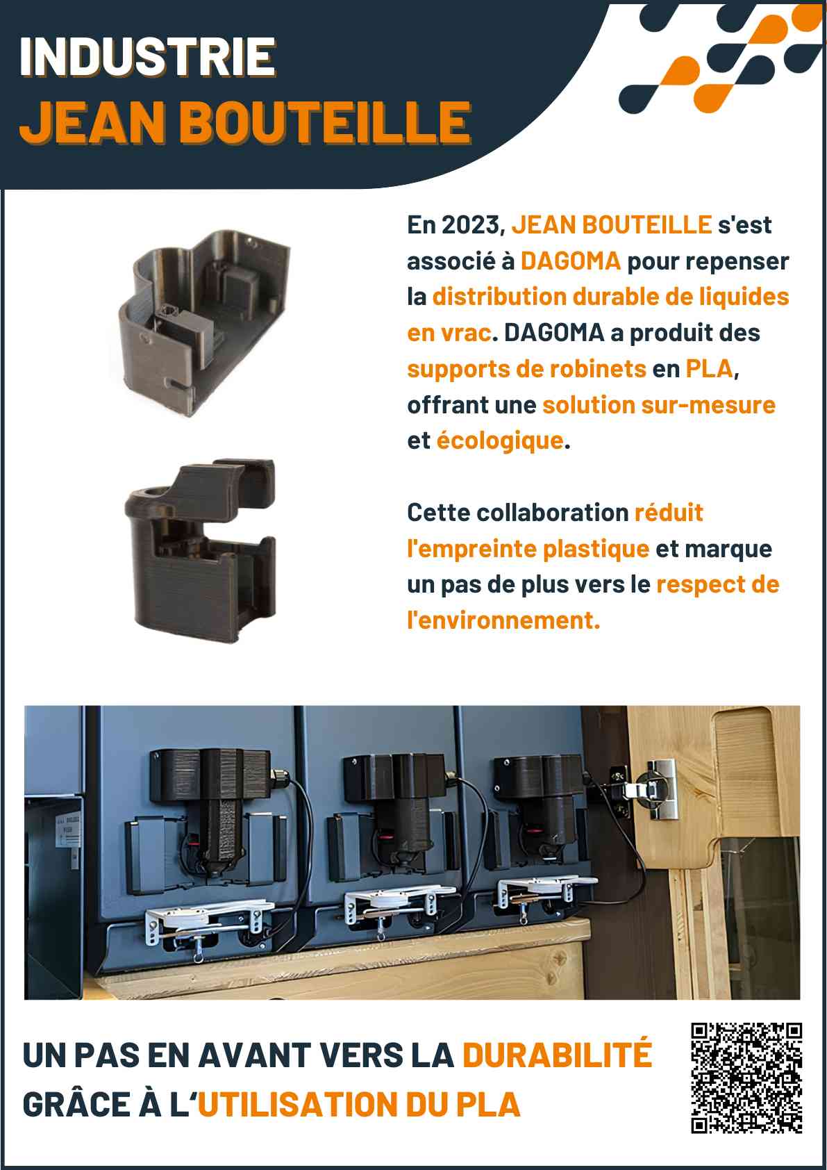 Cas client DAGOMA — Industrie · Jean Bouteille, impression 3D sur-mesure