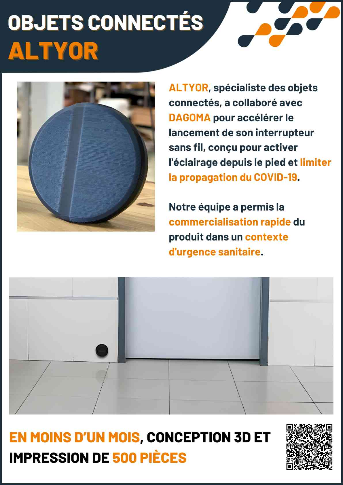 Cas client DAGOMA — Objets connectés · Altyor, impression 3D sur-mesure