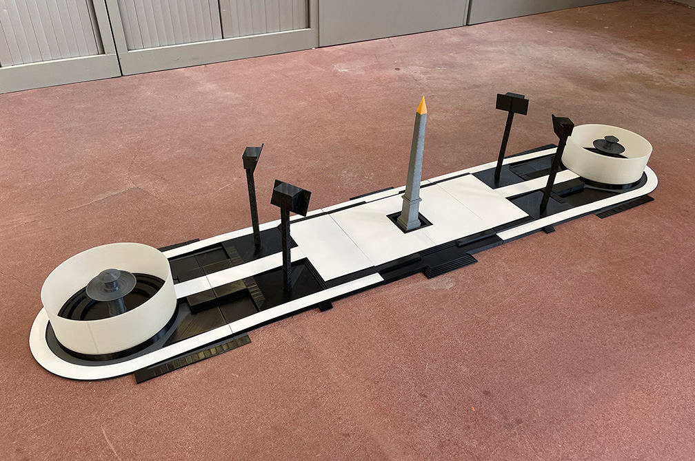 Maquette technique imprimée en 3D de la scène de la cérémonie d'ouverture des Jeux Paralympiques de Paris 2024