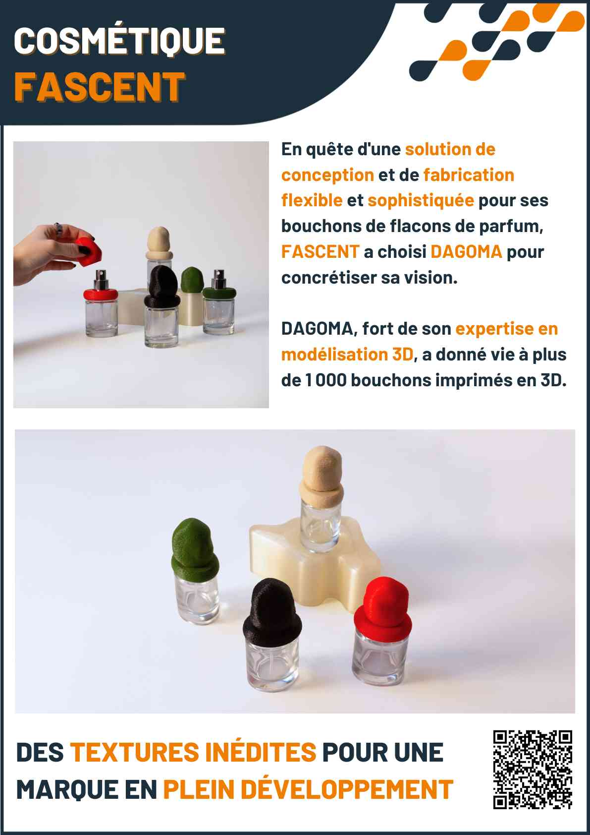 Cas client DAGOMA — Cosmétique · Fascent, impression 3D sur-mesure