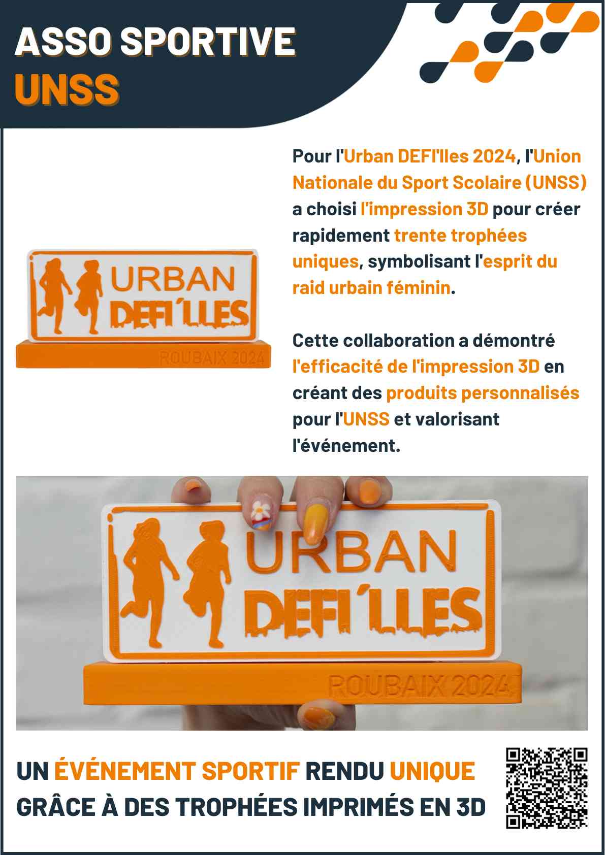 Cas client DAGOMA — Association sportive · Trophées, impression 3D sur-mesure