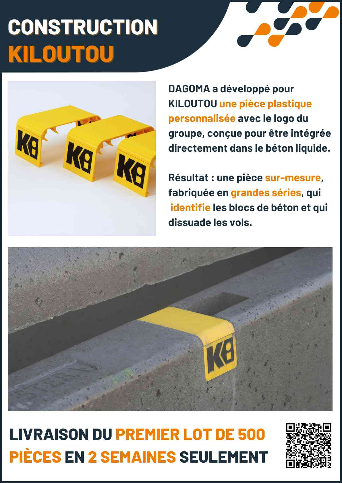 Cas client DAGOMA — Construction · Kiloutou, impression 3D sur-mesure