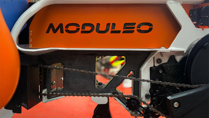 Vue détaillée du cadre du tricycle électrique MODULEO